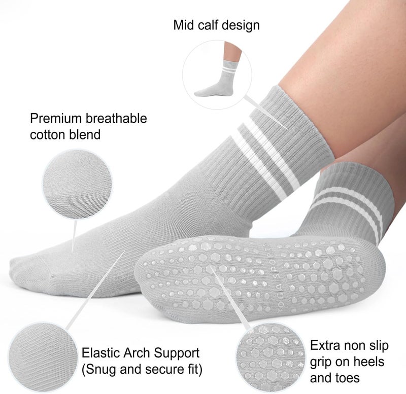 BLONGW Pilates Socks with Grips for Women, Non-Slip Yoga Athletic Socks for Barre Barefoot Workout Hospital - Image 2